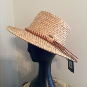C.C. Straw Sun Hat with Braid Detail in Tan